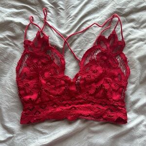 FREE PEOPLE Red Lace Bralette